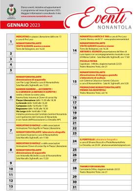 Calendario iniziative a Nonantola: Gennaio 2023