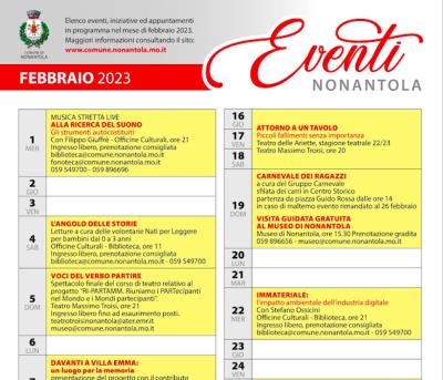 Calendario iniziative a Nonantola, Febbraio 2023