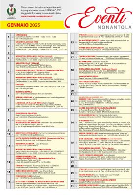 Calendario iniziative a Nonantola a Gennaio 2025