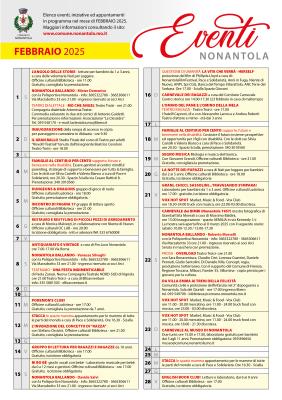 Calendario iniziative a Nonantola a Febbraio 2025 