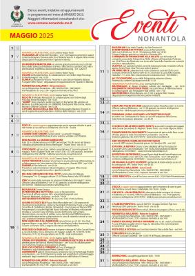 Calendario iniziative a Nonantola nel mese di Maggio 2025