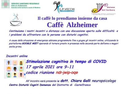Caffè Alzheimer, gli appuntamenti fino al 12 giugno 2021 foto 