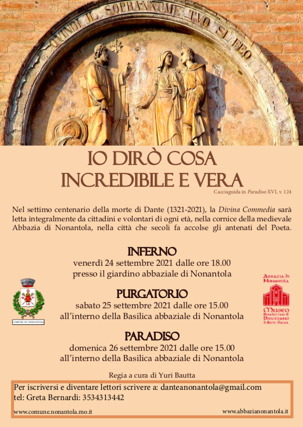 Nonantola celebra Dante dal 24 al 26 settembre