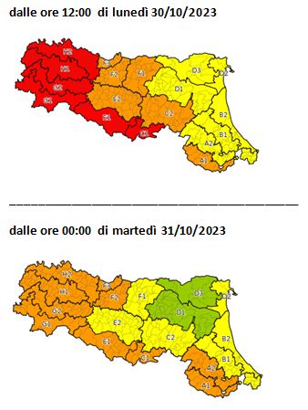 Allerta -gialla per criticità idraulica- arancione per temporali- Emissione 30/10/2023